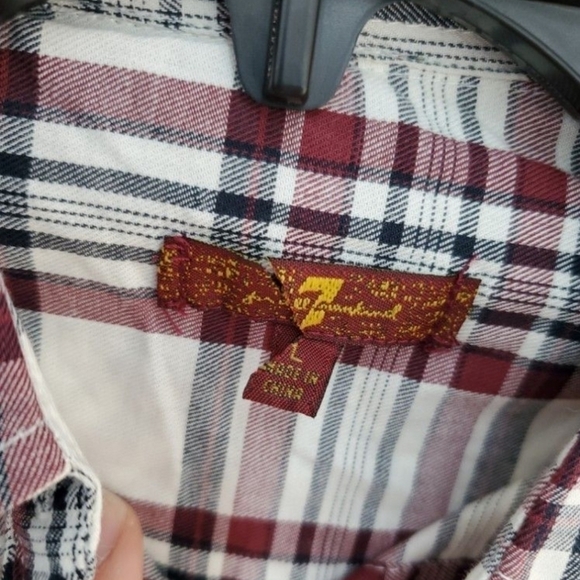 NEW 7 For All Mankind Girls Plaid Flannel Shirt in Zinfandel Plaid L and M - Picture 9 of 11